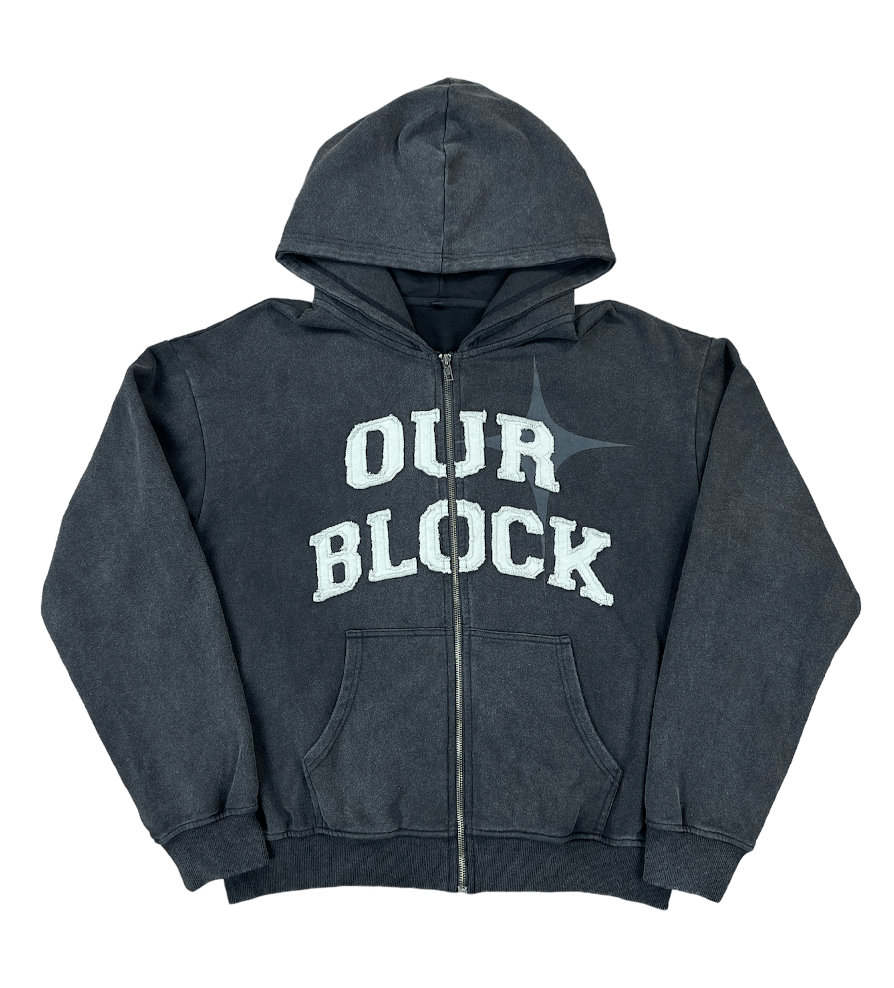 Appliqué Hoodie - Washed Black